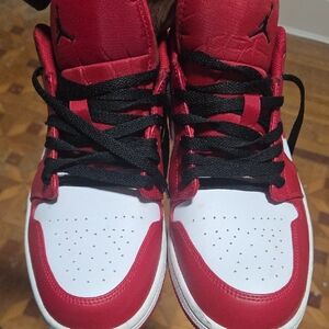 Jordan Red and White Athletic Shoes